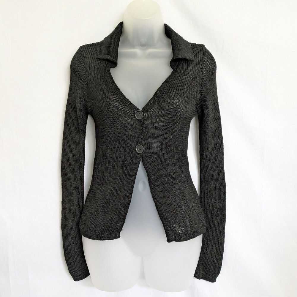 NWT Pretty Little Thing Black 2 Button Cardigan Long Sleeve Size 8 Filagree